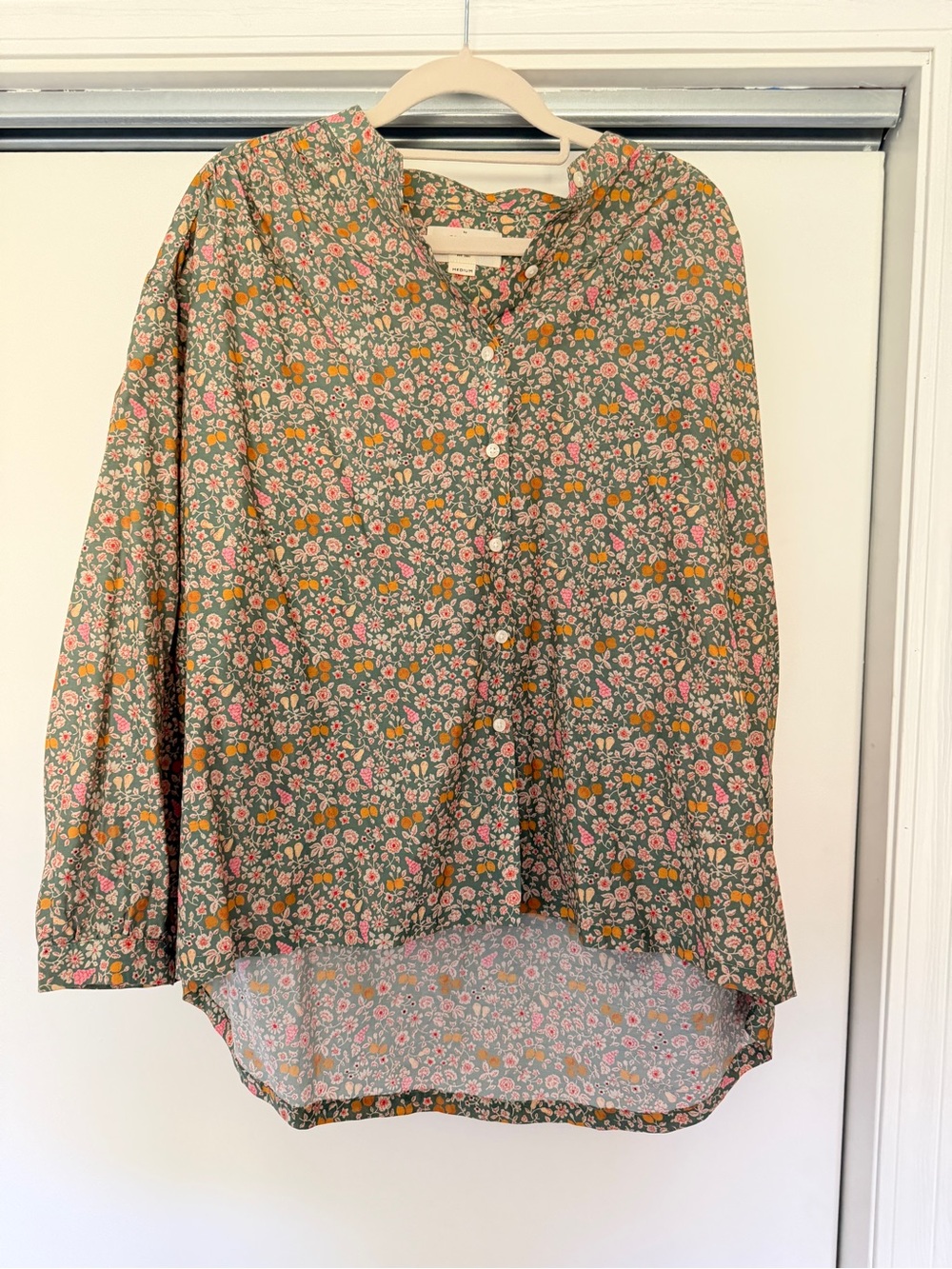 Trovata Sage Floral Button-Front Peasant Blouse - Picture 2 of 5